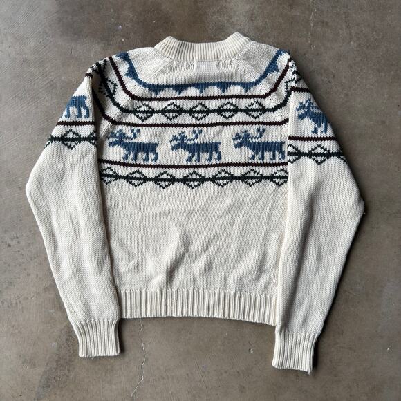 VINTAGE SIGALLO KNIT SWEATER 80S MEDIUM CHRISTMAS WINTER MOOSE - Picture 2 of 5